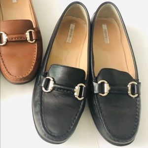 Geox black leather loafers
